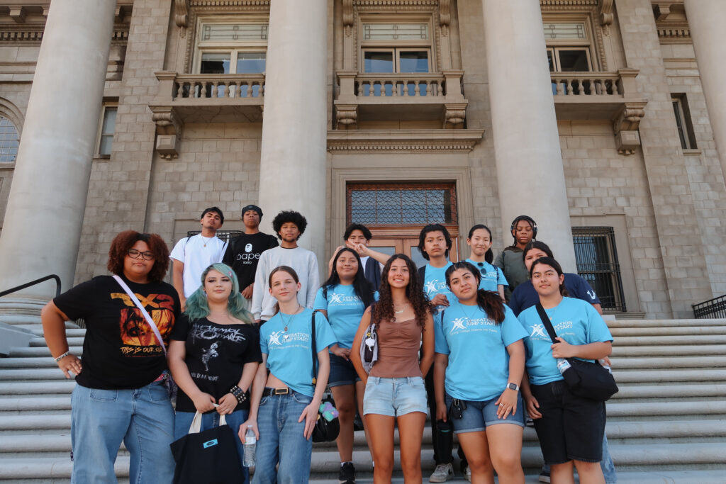 OJS Students in front of school building